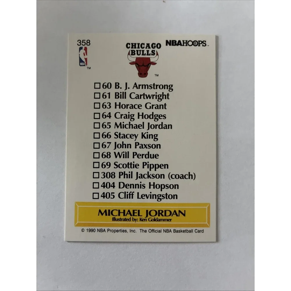 1990-91 NBA Hoops - Art Card Team Checklist Michael Jordan‎ #358